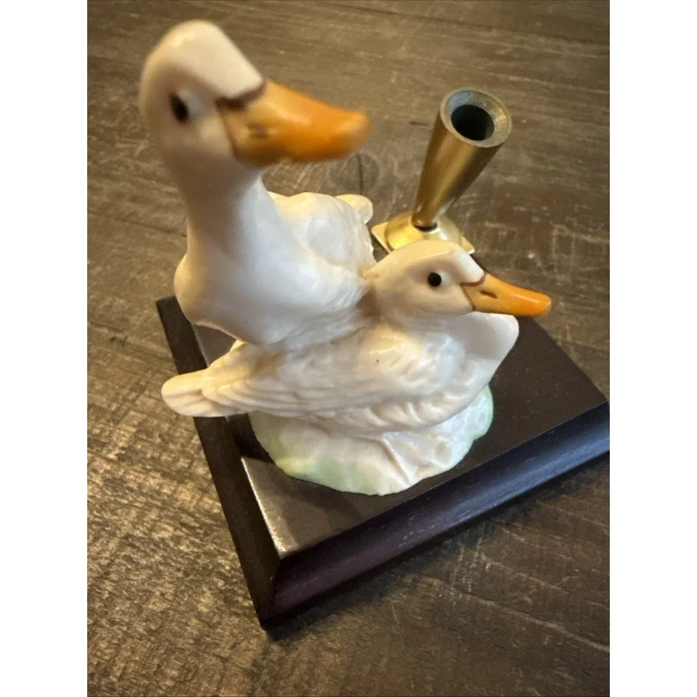 Miriam Italian Capodimonte Duck Sculpture Pen Holder For‎ Desk Vintage